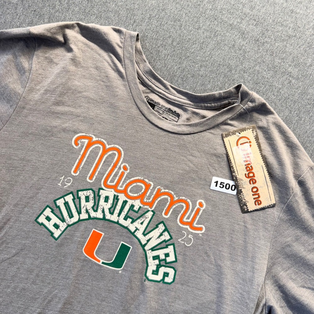 Image One Miami Hurricanes NCAA Gray Graphic T-Shirt XL NWT